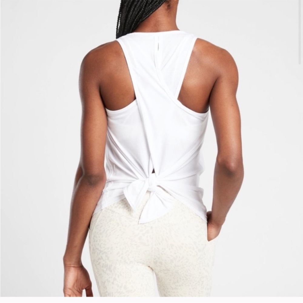 Athleta Essence White Sleeveless Tie-Back Tank Top, size XS